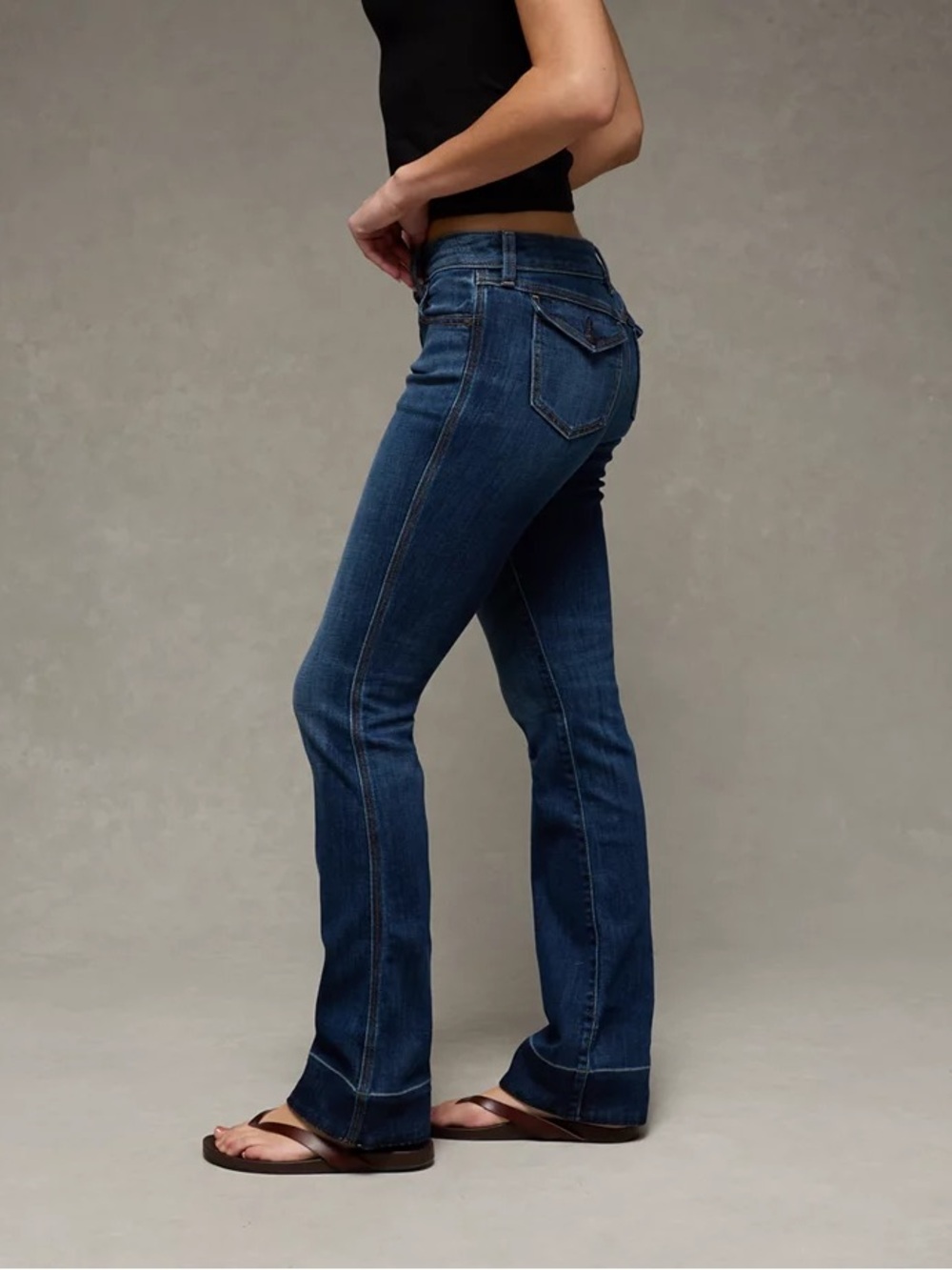 American Eagle Dark wash Super Low-Rise Kick Bootcut Jean - Picture 10 of 11